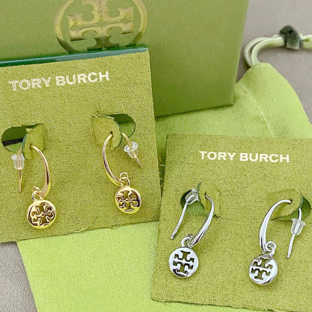 Tory Burch Enamel Round Cutout Letter Earrings